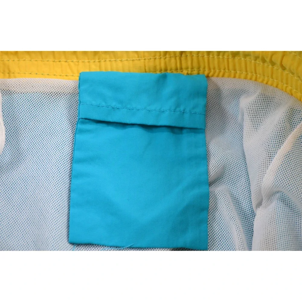 Polo Ralph Lauren Blue Swim Trunks Mens L Mesh Brief Drawstring‎ Yellow Pony